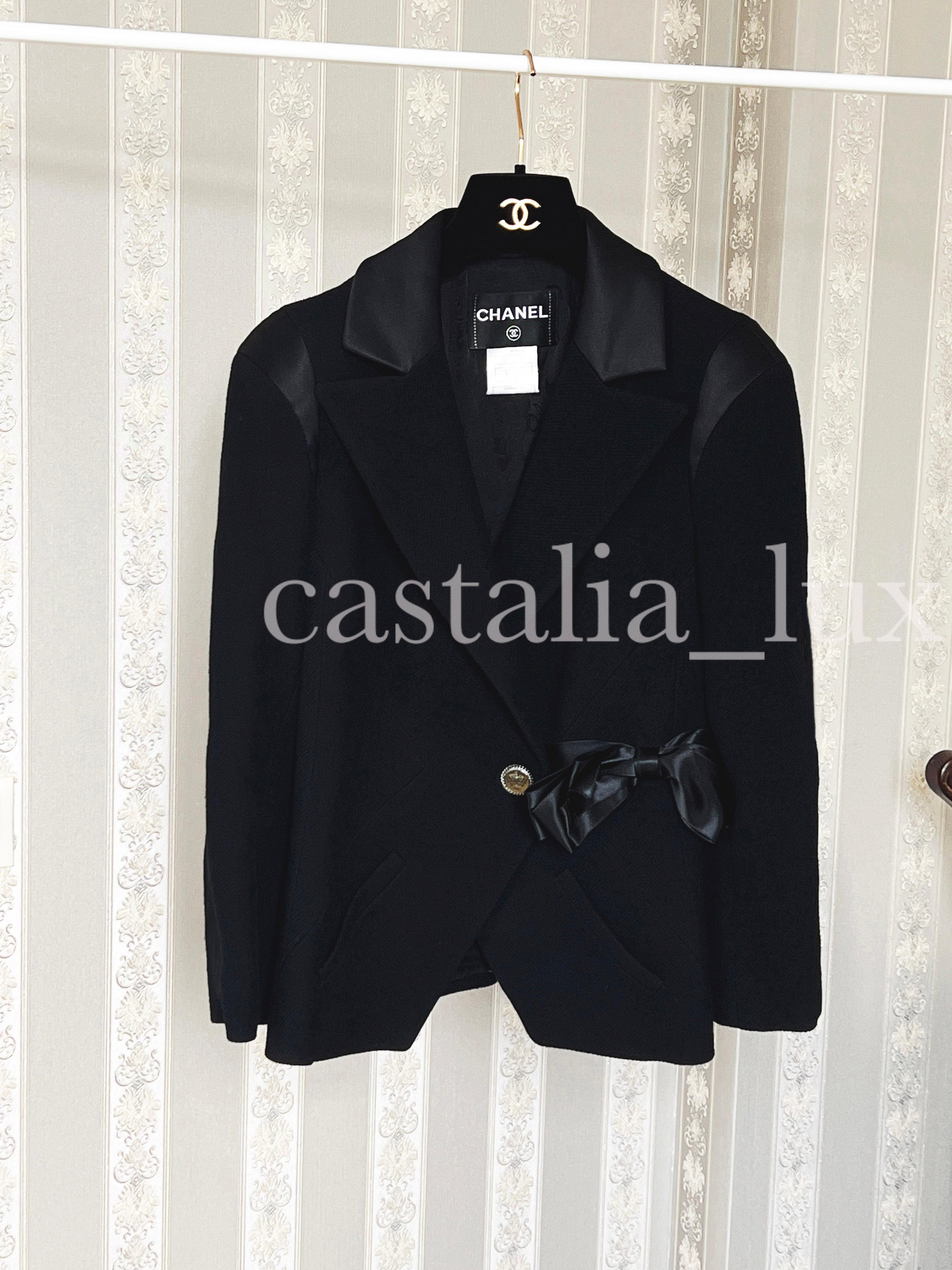 Chanel Paris / London Black Tweed Jacket with Bow 4