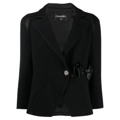 Chanel Paris / London Black Tweed Jacket with Bow