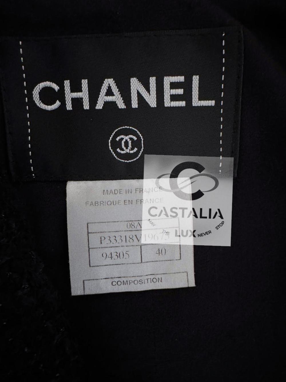 Chanel Paris / London CC Gripoix Buttons Black Tweed Jacket 40 FR For Sale 13