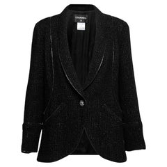 Chanel Paris / London CC Gripoix Buttons Black Tweed Jacket 40 FR