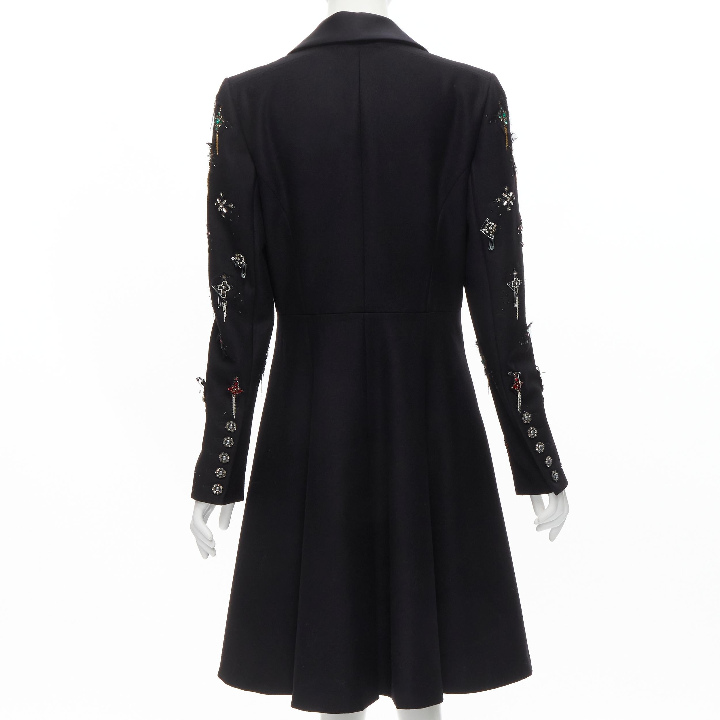 Women's CHANEL Paris London Metier D'art Lesage Punk embellished cashmere coat FR40 For Sale