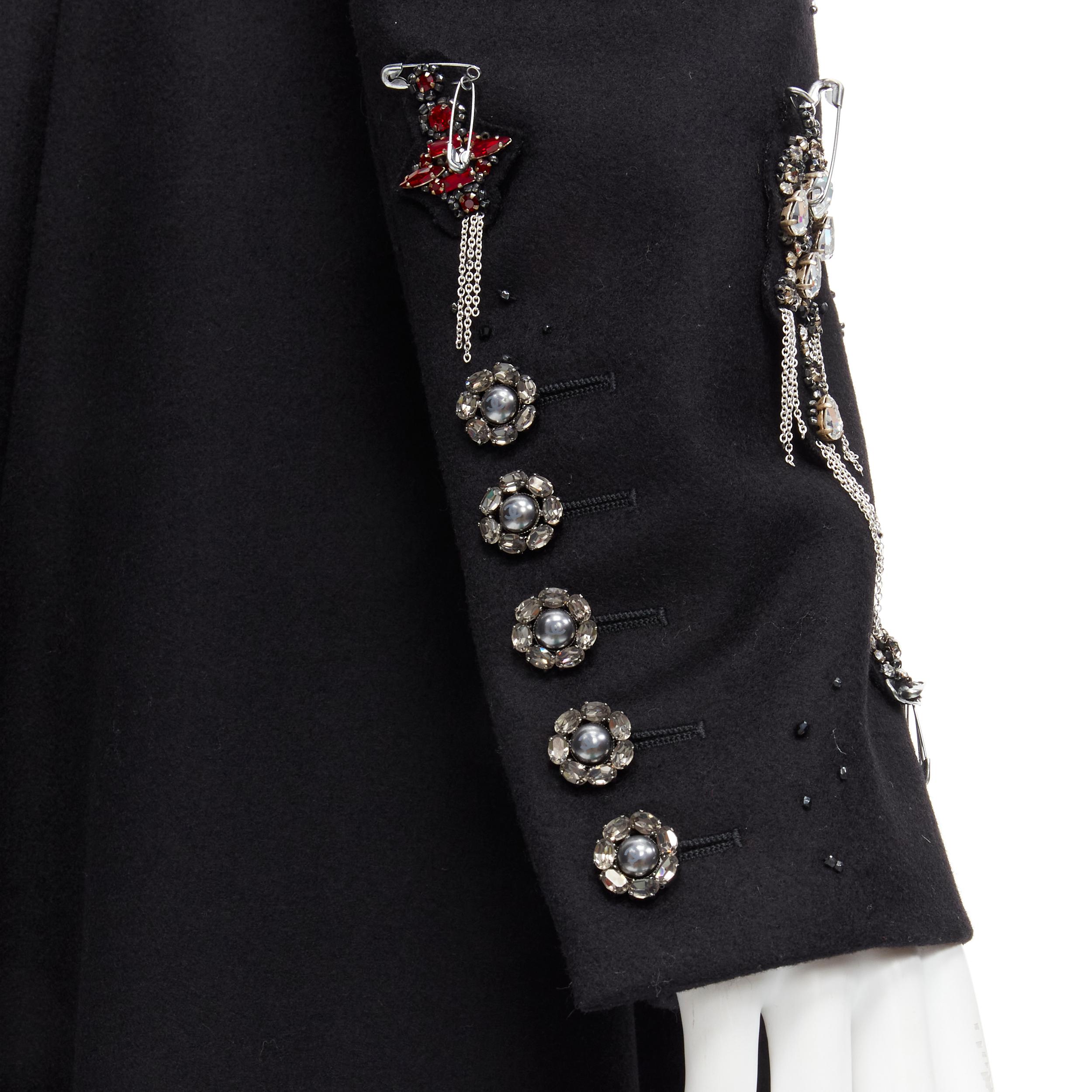 CHANEL Paris London Metier D'art Lesage Punk embellished cashmere coat FR40 For Sale 2