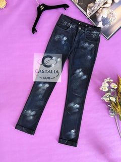 CHANEL Paris / London Hose aus bemaltem Denim Relic 36 FR