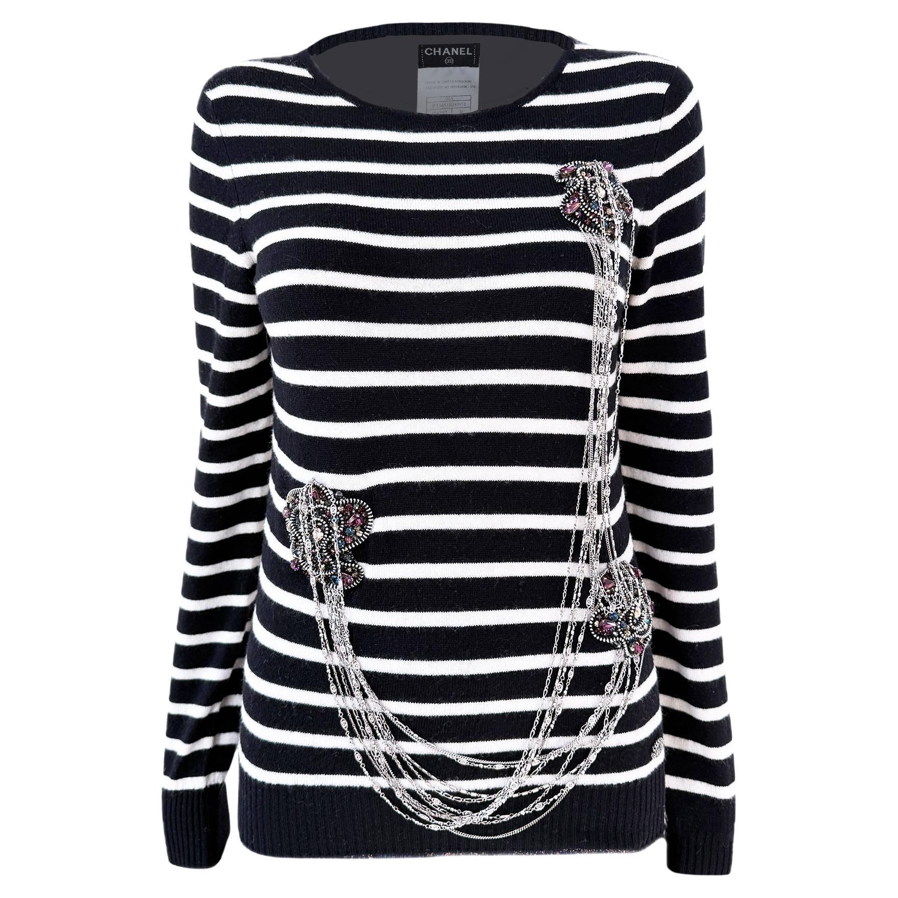Chanel Paris / London Seltener Jewell-verzierter Pullover 36 FR