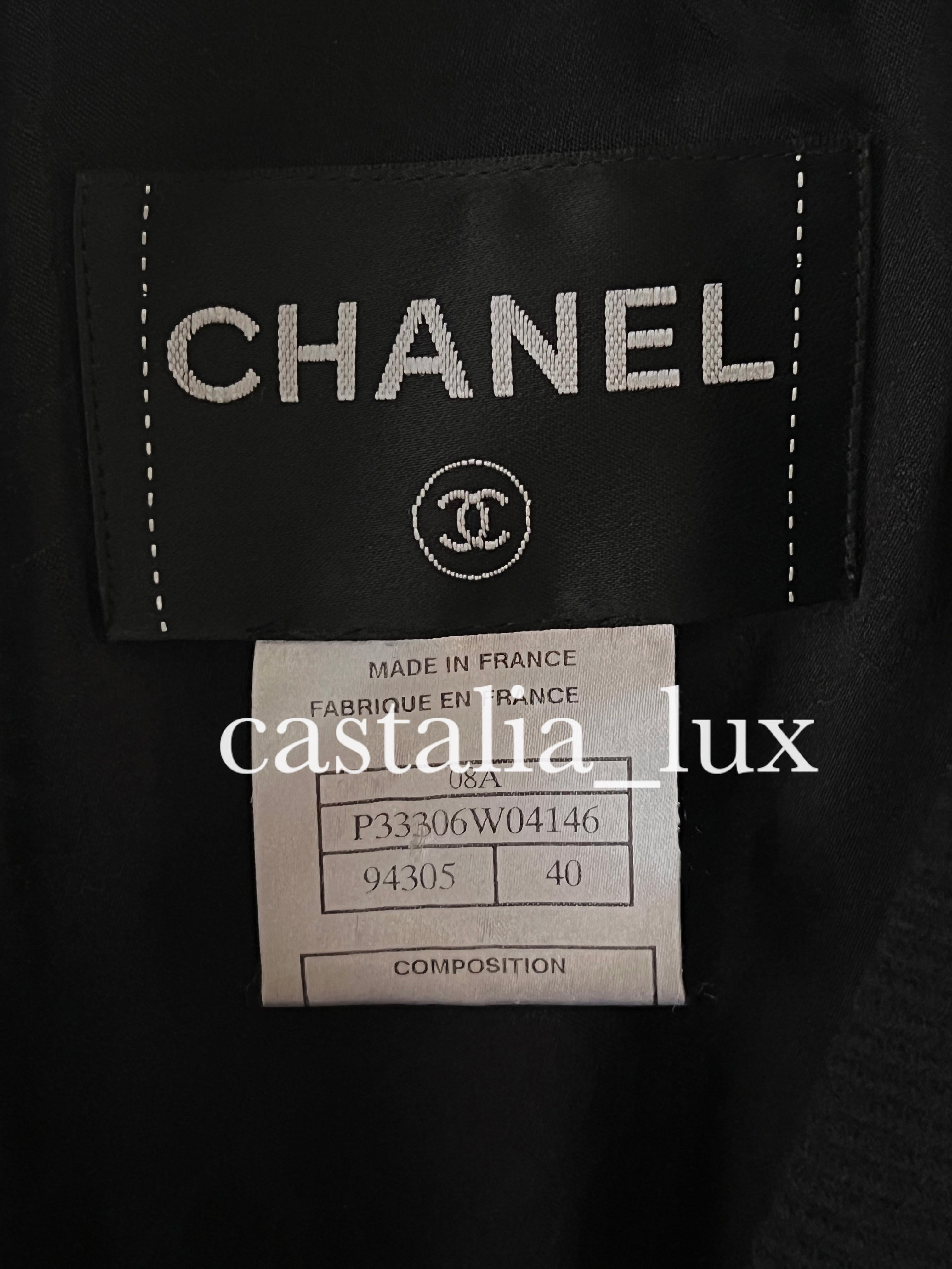 Chanel Paris / London Runway Black Tweed Jacket For Sale 4