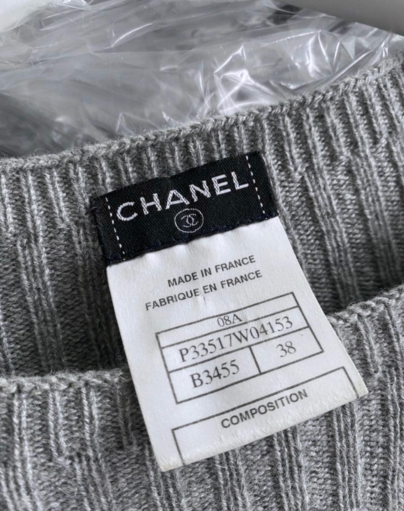 Gray CHANEL Paris / London Sequin Cashmere Jumper
