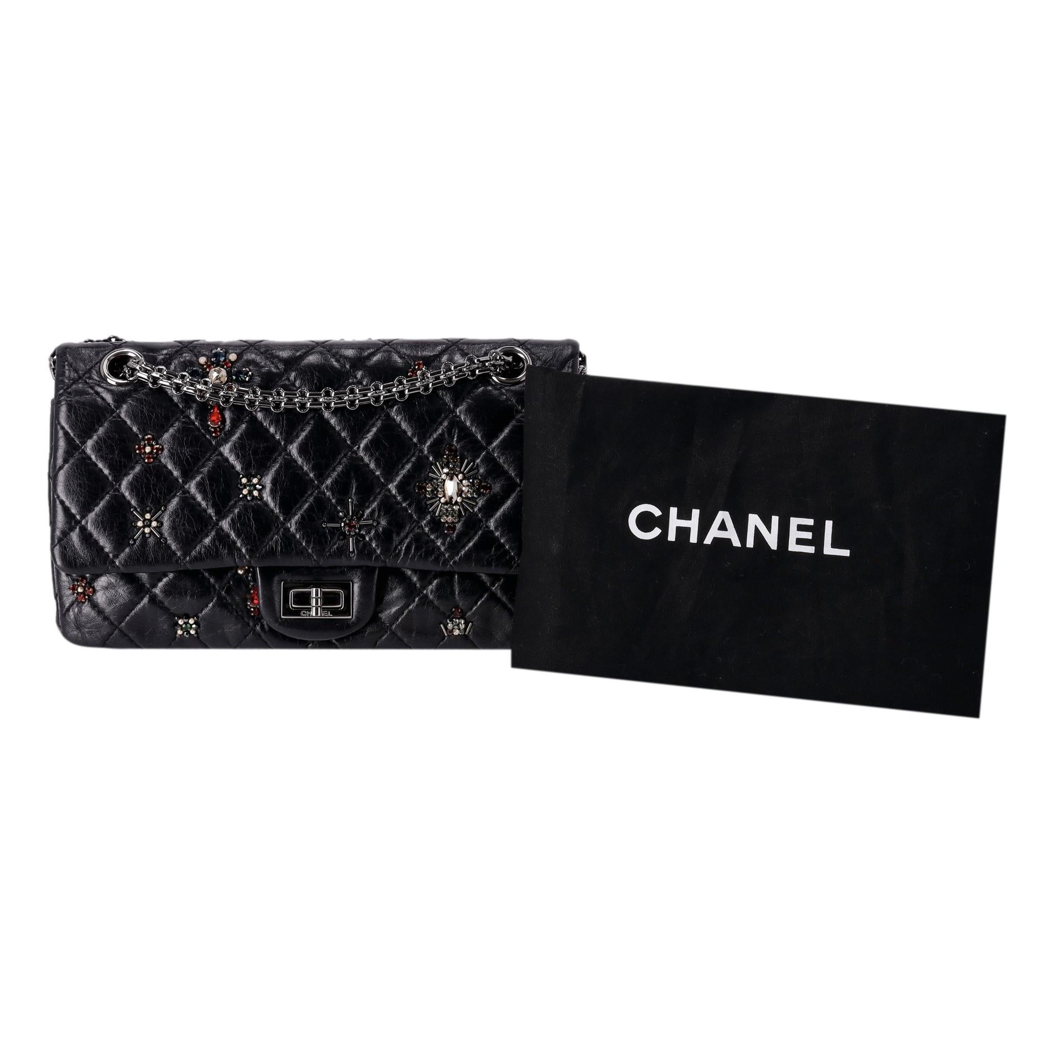 Black Chanel Paris-Londres Limited Edition 2.55 Reissue Beaded Bag