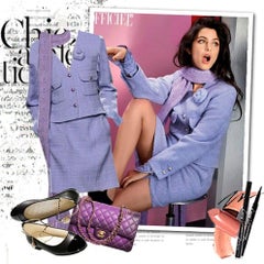 CHANEL Paris / MANCHESTER 2024 / 2025 Lavender Shimmer Tweed Jacket 36 FR