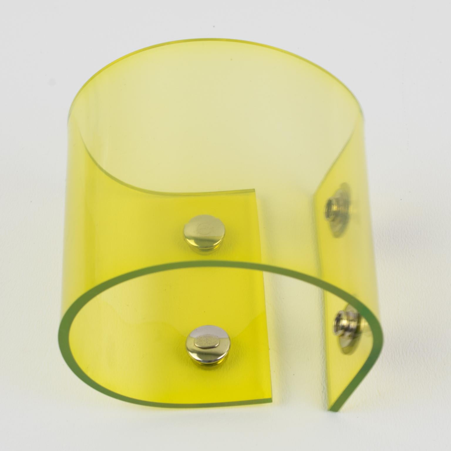 Women's Chanel Paris Massive Transparent Neon Yellow Bracelet