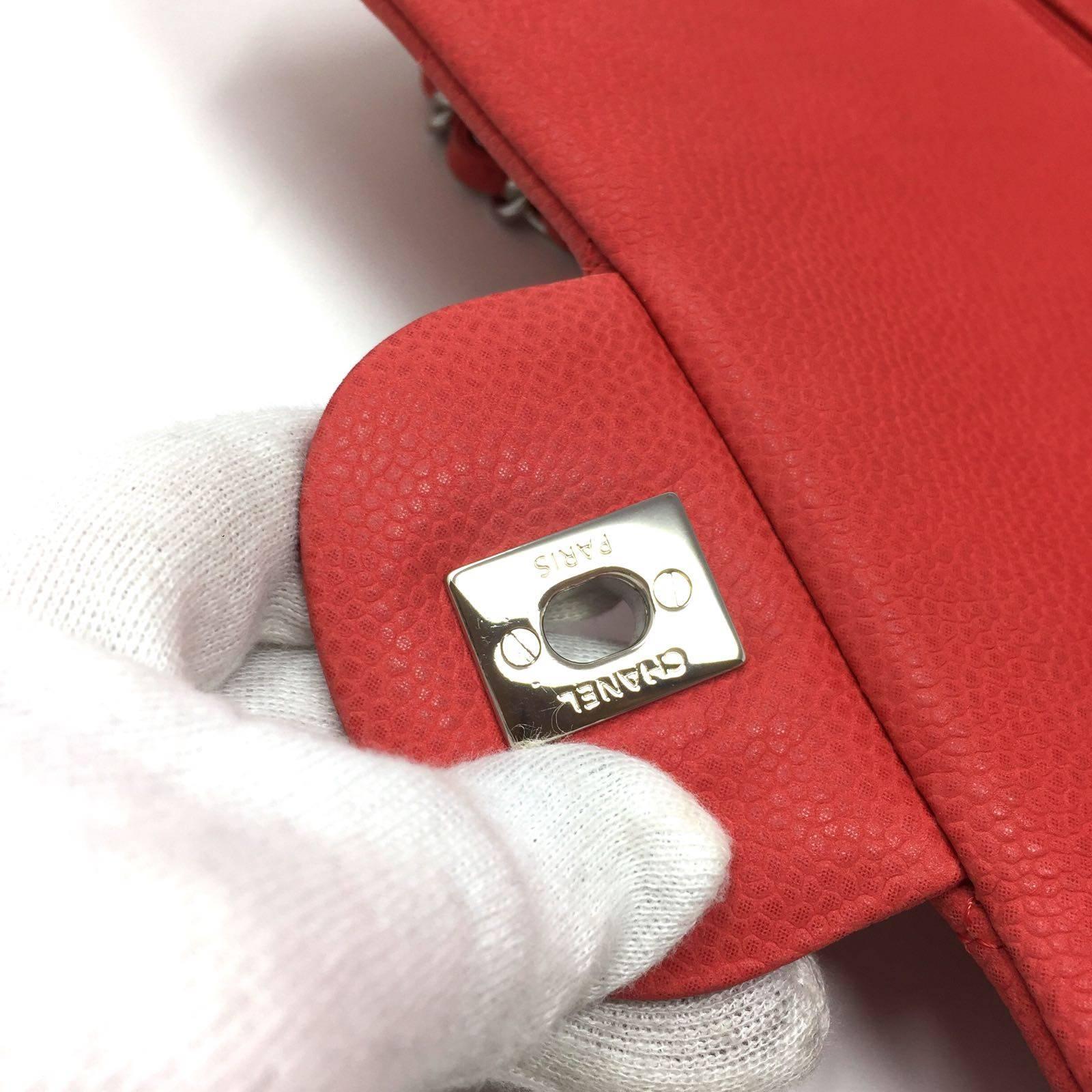 Chanel Paris Coral Caviar Matte Leather Maxi Jumbo Timeless Bag, 2015 5