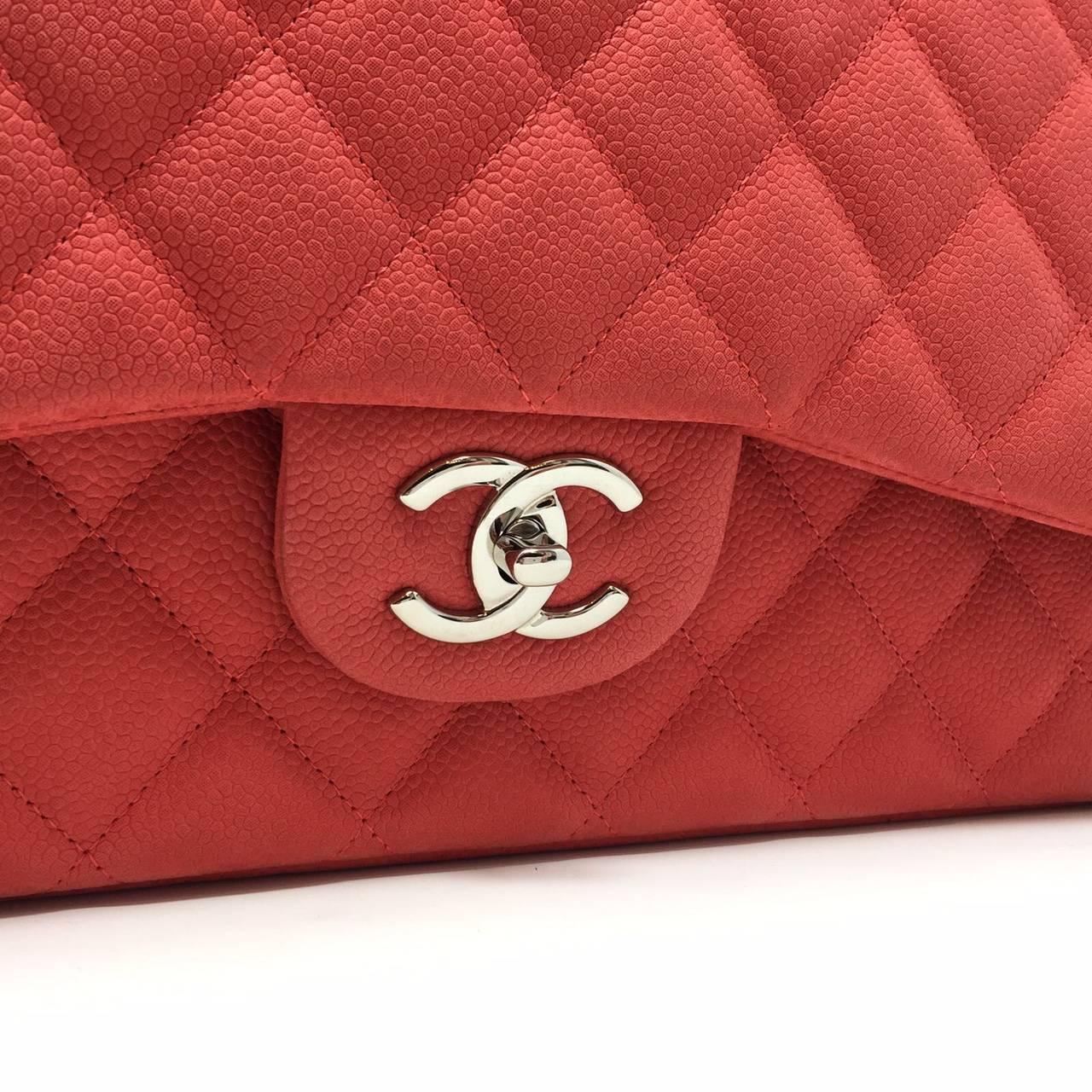 Pink Chanel Paris Coral Caviar Matte Leather Maxi Jumbo Timeless Bag, 2015