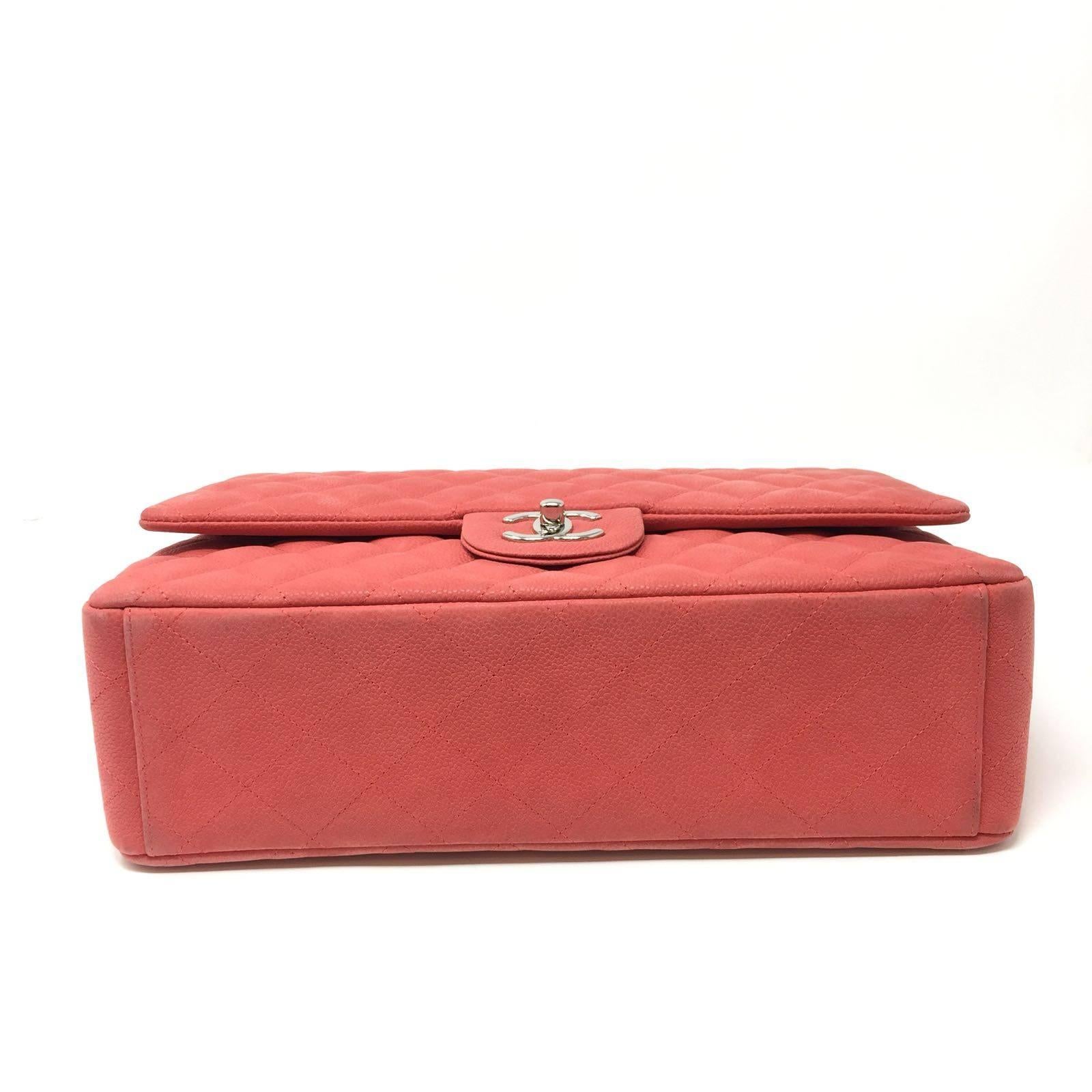 Women's Chanel Paris Coral Caviar Matte Leather Maxi Jumbo Timeless Bag, 2015
