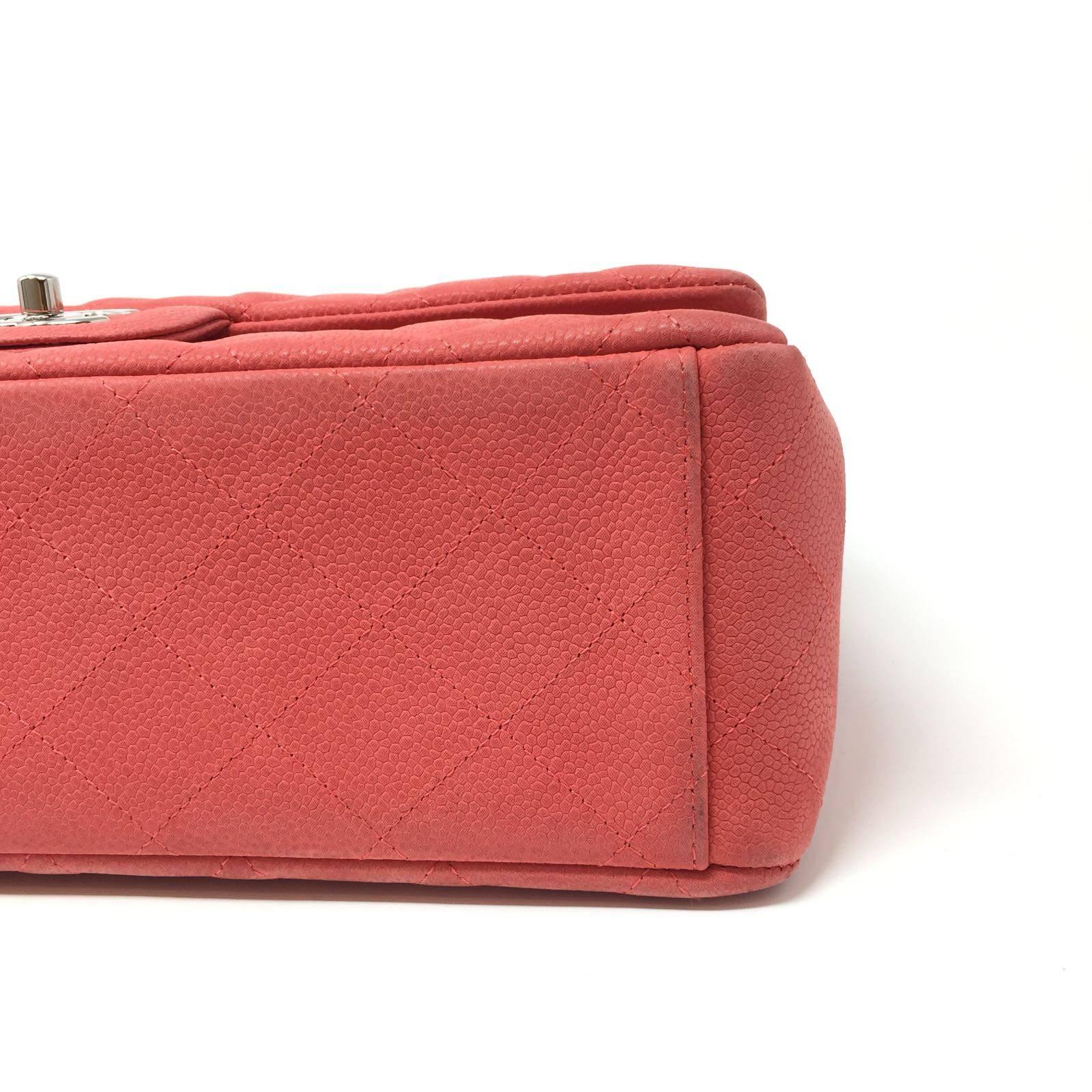 Chanel Paris Coral Caviar Matte Leather Maxi Jumbo Timeless Bag, 2015 1