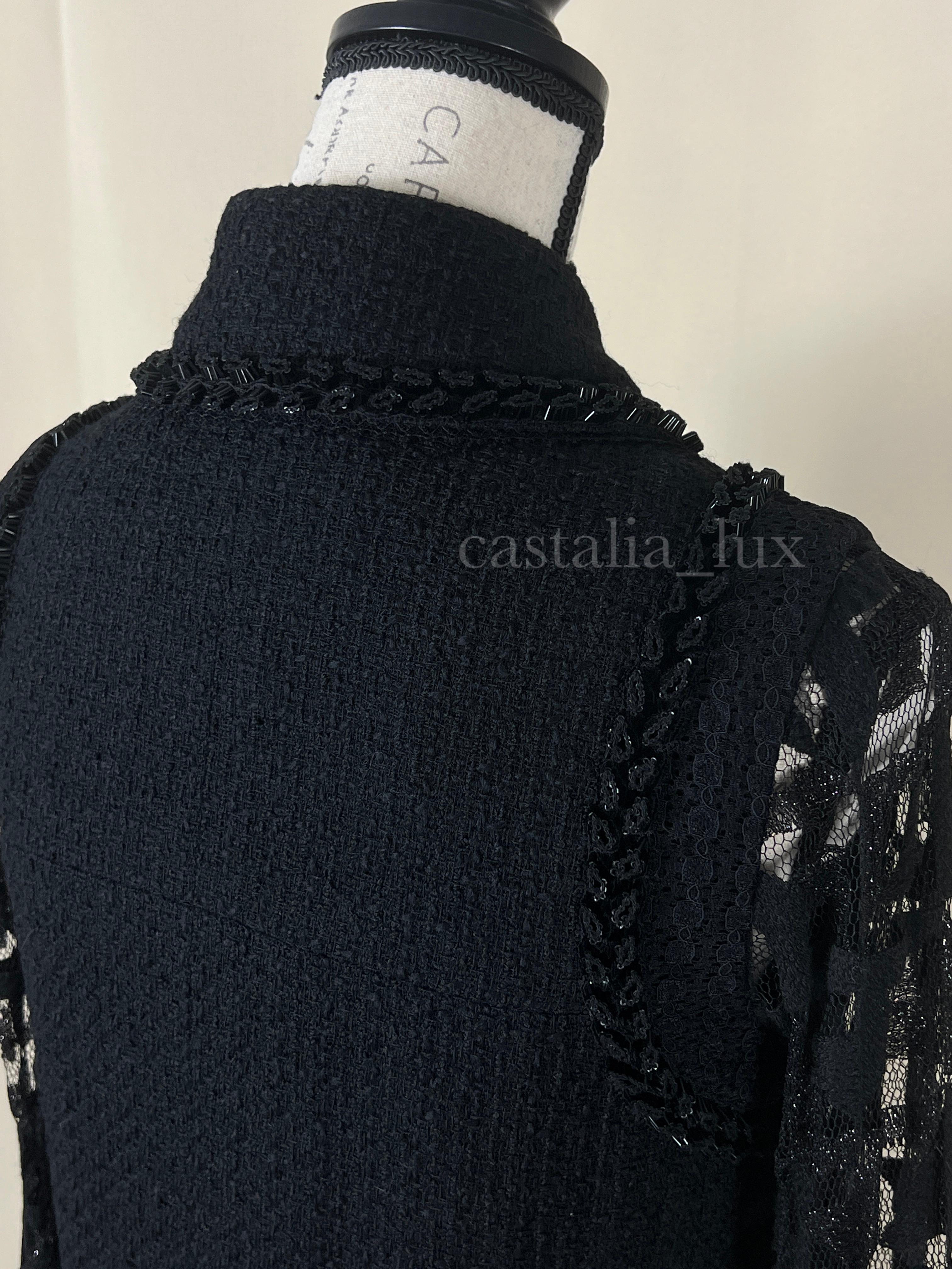 Chanel Paris / Miami CC Heart Buttons Black Tweed Jacket 9