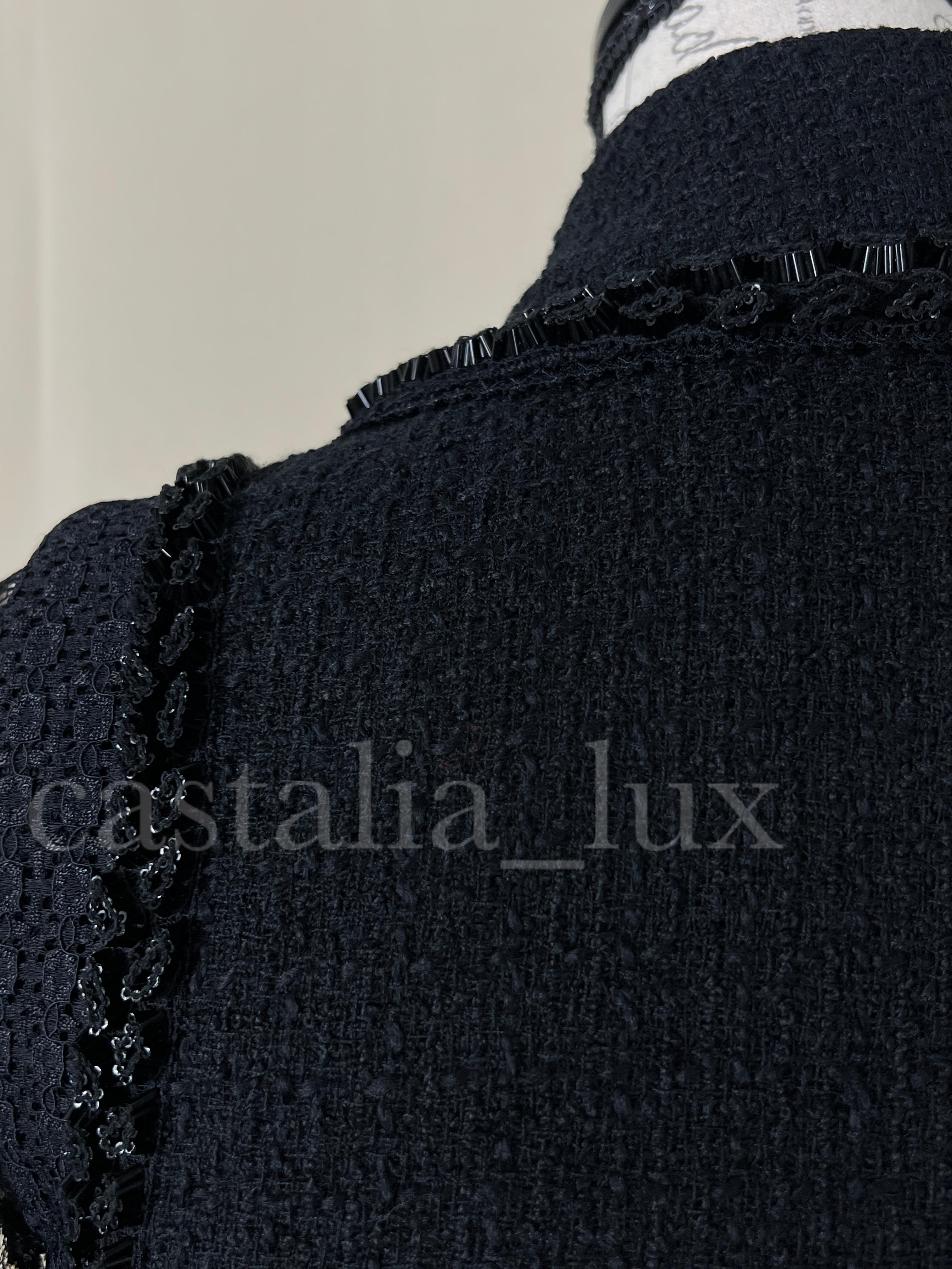 Chanel Paris / Miami CC Heart Buttons Black Tweed Jacket 10