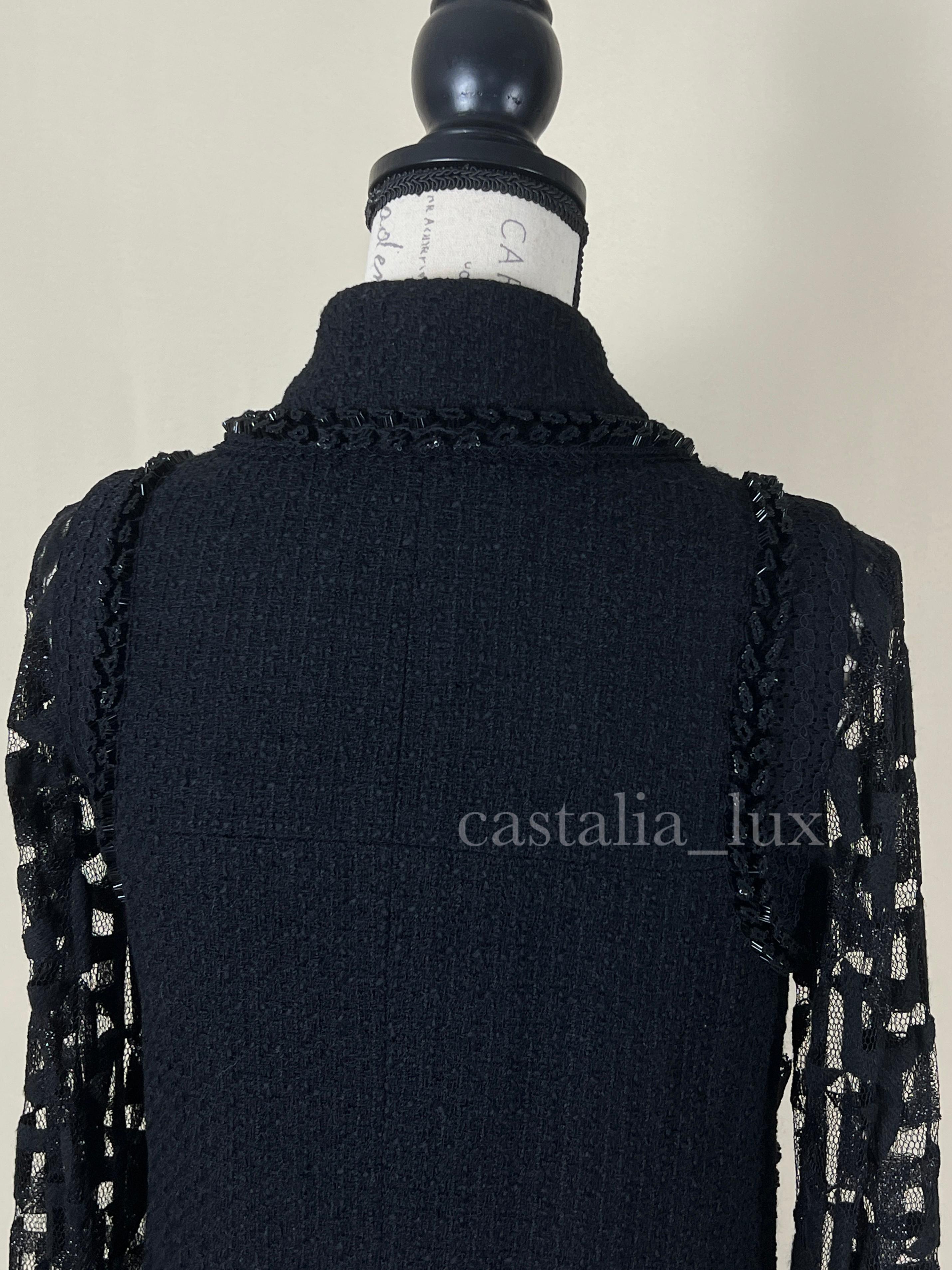 Chanel Paris / Miami CC Heart Buttons Black Tweed Jacket 12