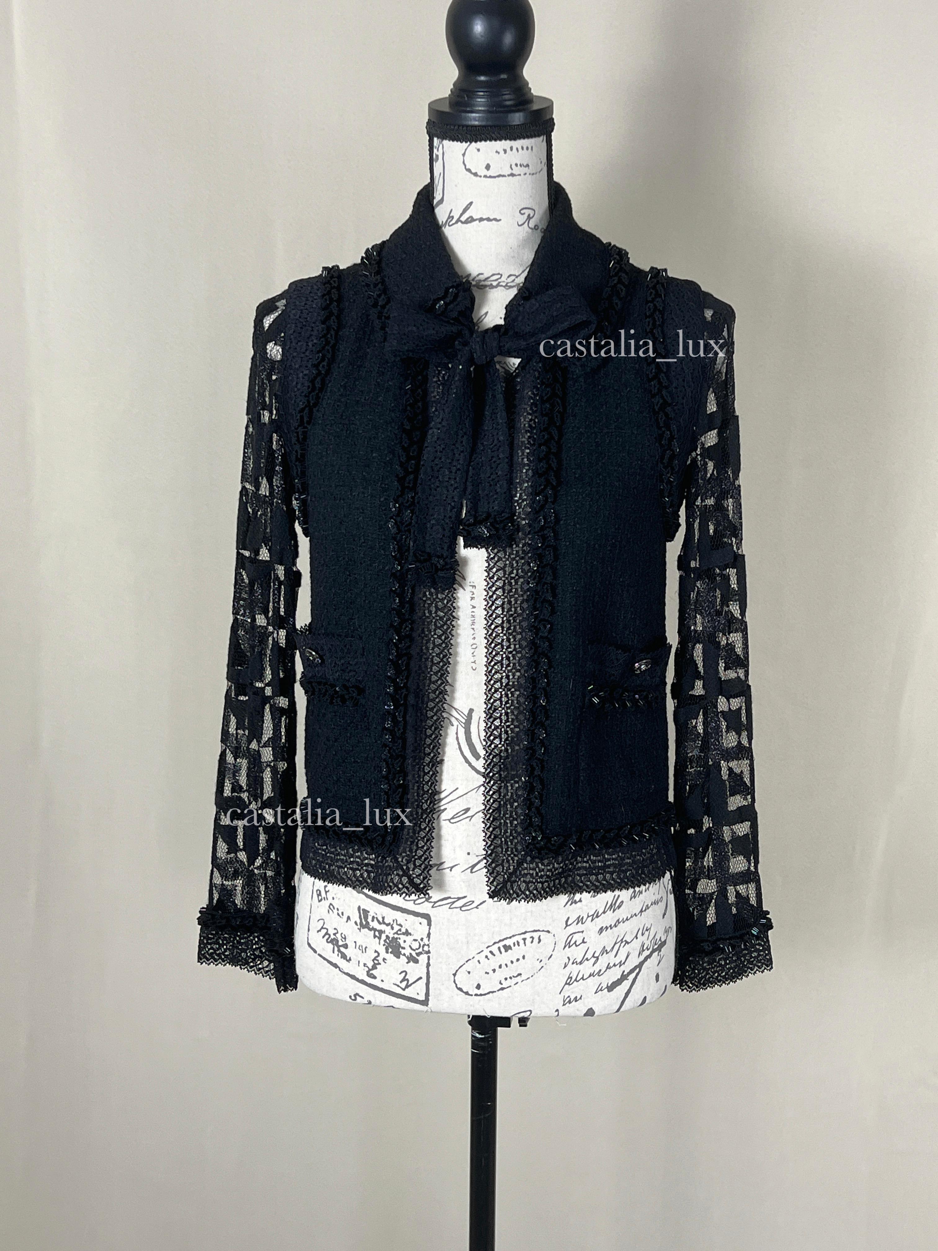 Chanel Paris / Miami CC Heart Buttons Black Tweed Jacket 2