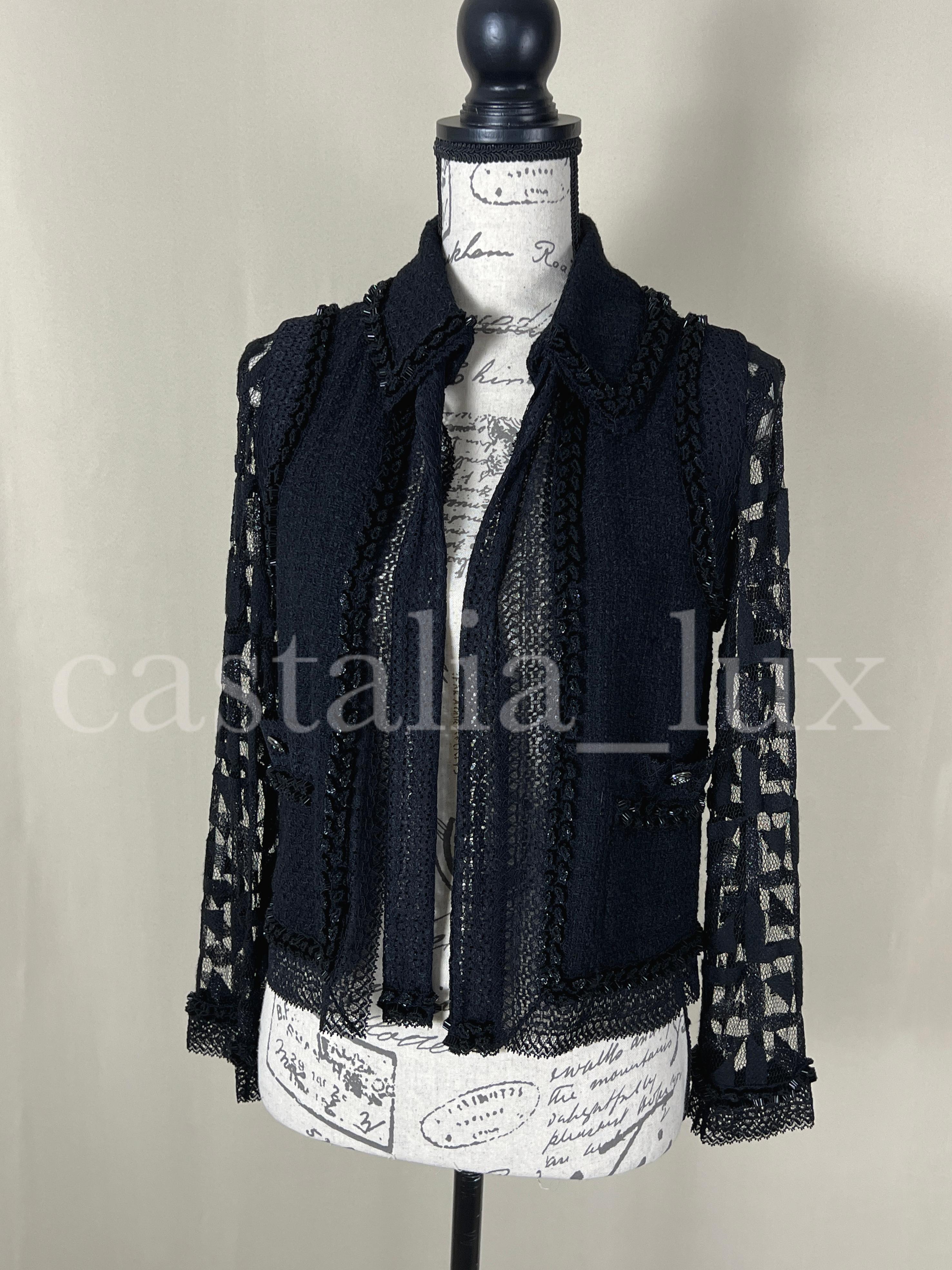 Chanel Paris / Miami CC Heart Buttons Black Tweed Jacket 3