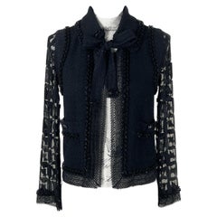Chanel Paris / Miami CC Heart Buttons Black Tweed Jacket