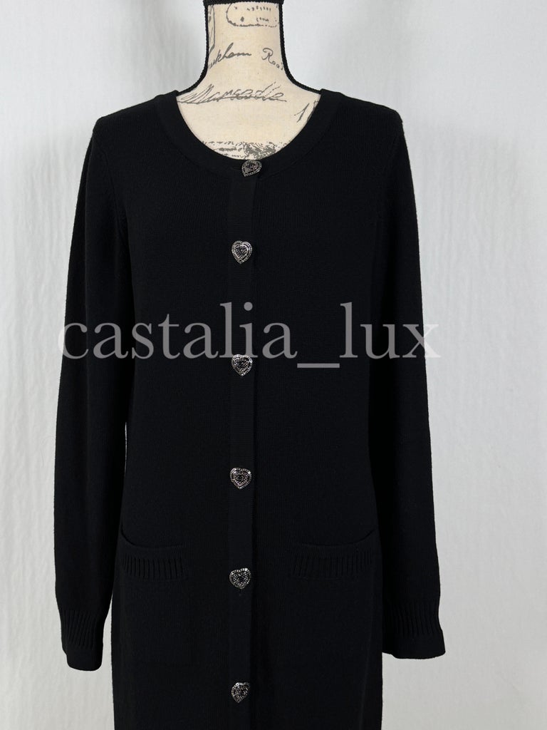 Chanel Paris / Miami CC Heart Buttons Cashmere Cardi Coat at 1stDibs