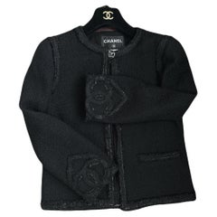 Chanel Paris / Miami CC Heart Patches Black Tweed Jacket