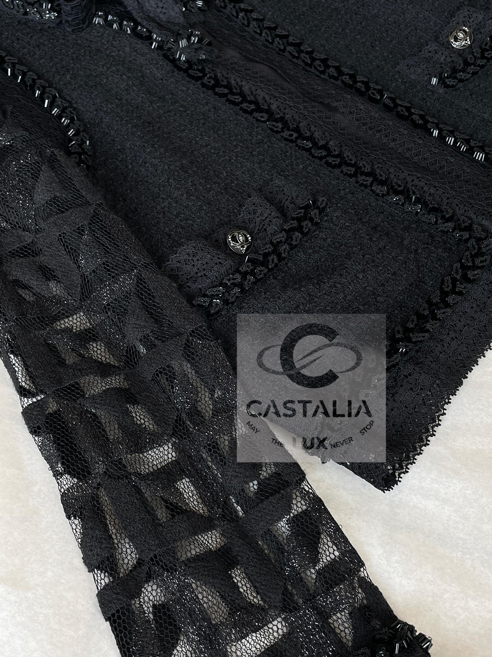 Chanel Paris / Miami Jewel Embellished Black Jacket 40 FR For Sale 9