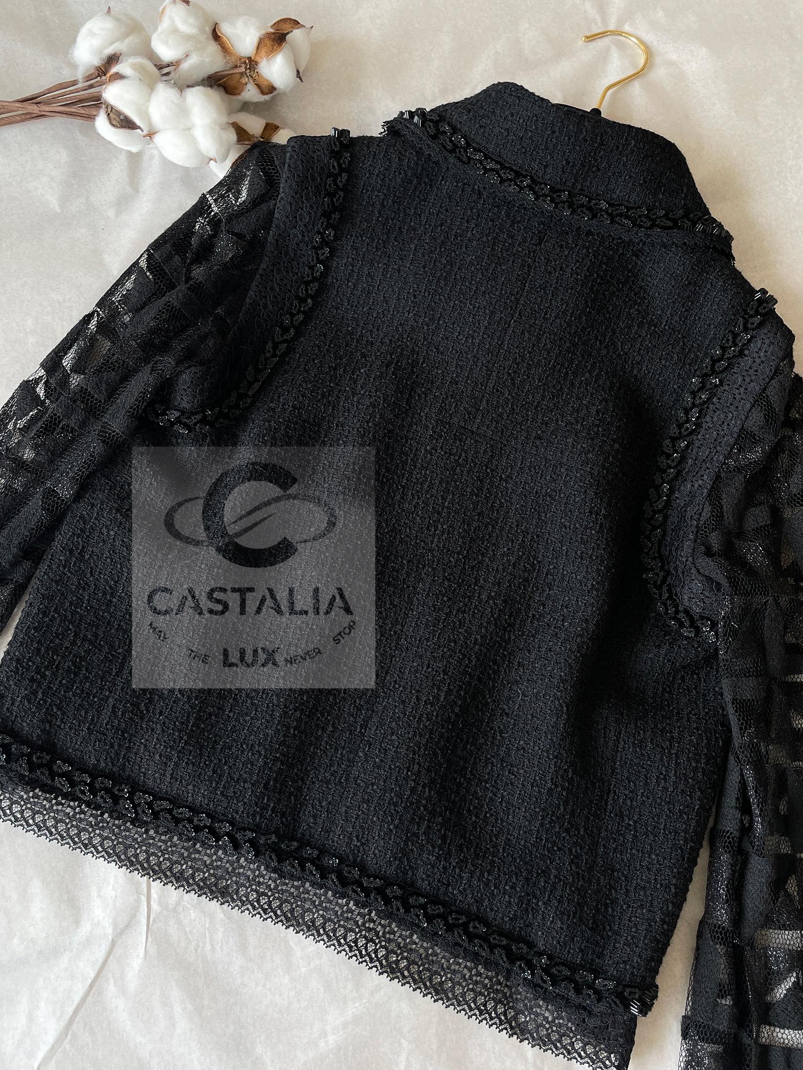 Chanel Paris / Miami Jewel Embellished Black Jacket 40 FR For Sale 10