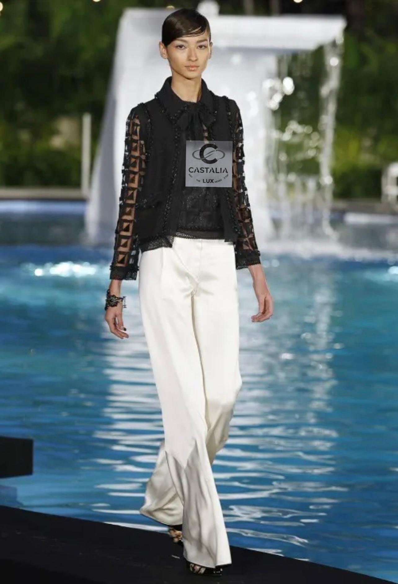 Women's or Men's Chanel Paris / Miami Jewel Embellished Black Jacket 40 FR For Sale