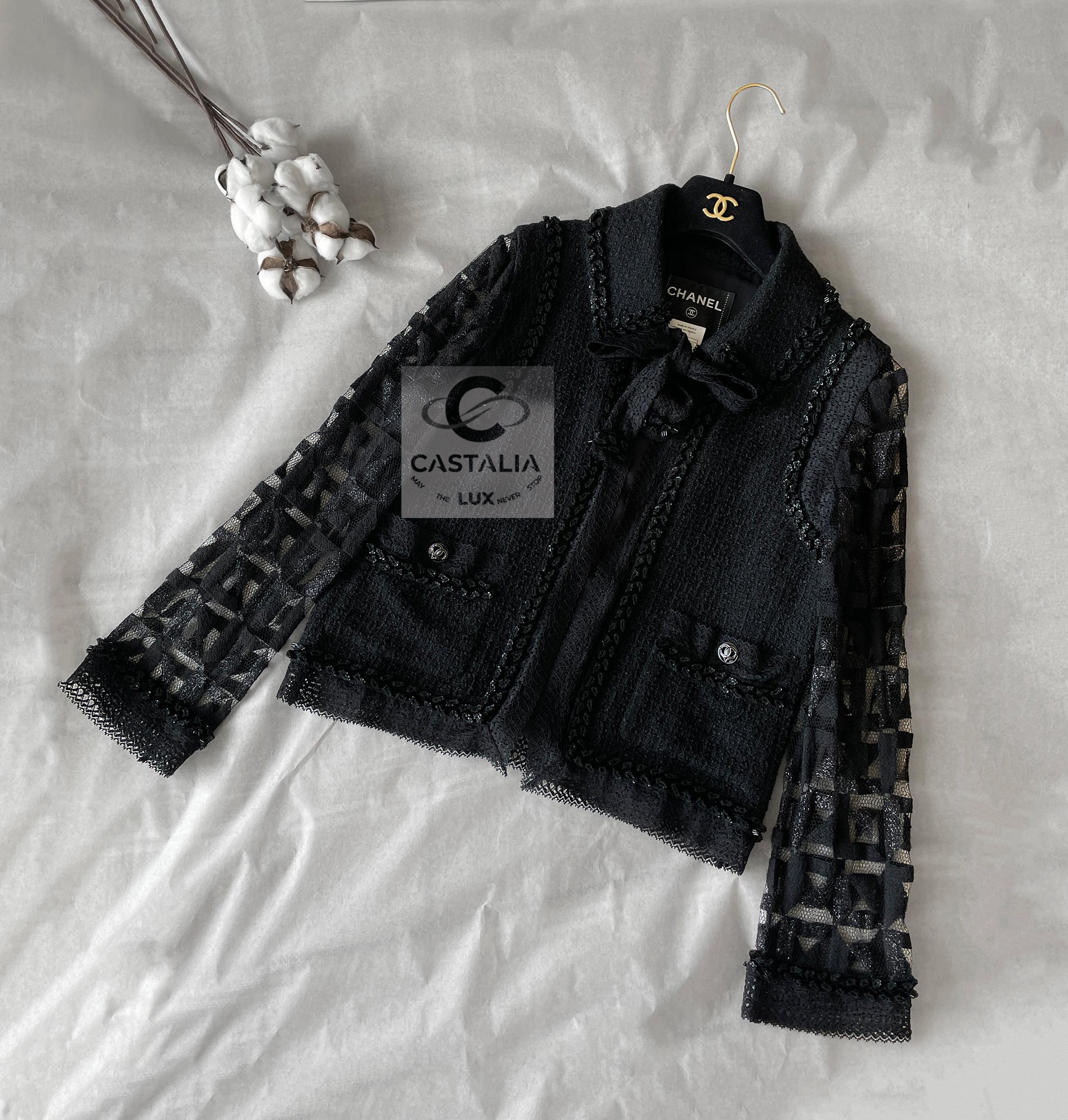 Chanel Paris / Miami Jewel Embellished Black Jacket 40 FR For Sale 2
