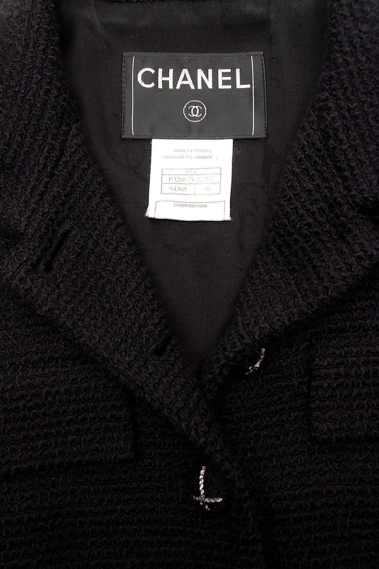 Chanel Paris / Monaco CC Buttons Black Silk Tweed Jacket For Sale 1