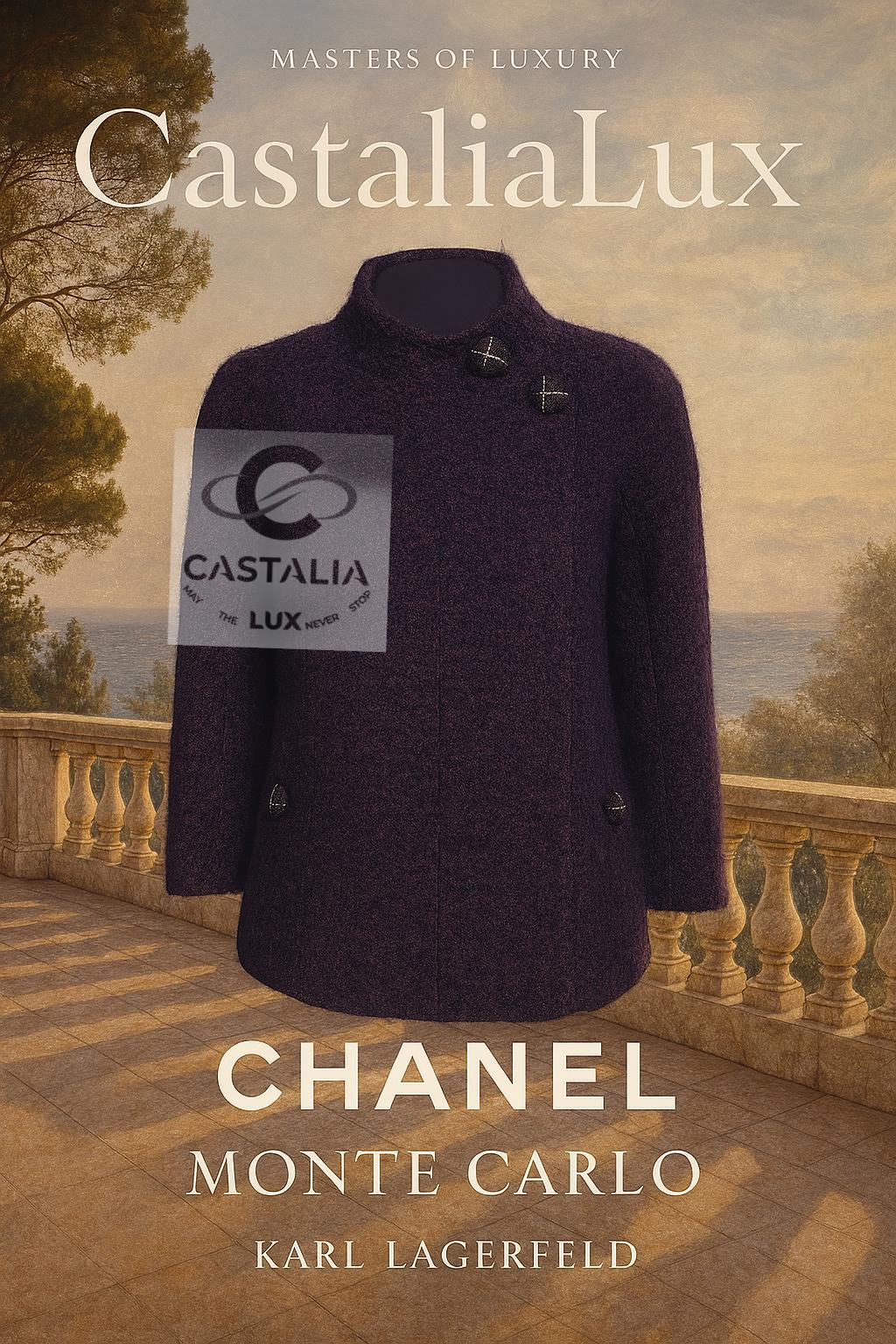 Giacca Chanel in tweed bouclé con bottoni in tweed CCu2028
Parigi / MONTE-CARLO Metiers d'Art Collection di Karl Lagerfeld

~Un sussurro del crepuscolo della Riviera intrecciato al tessuto, 
questa giacca Chanel in tweed bouclé evoca il tranquillo