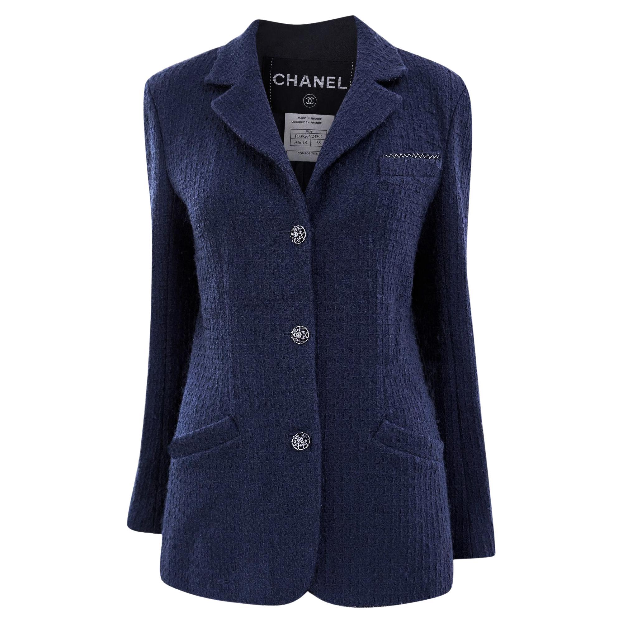 CHANEL París / Mónaco Chaqueta de tweed con botones Gripoix 38 FR en venta