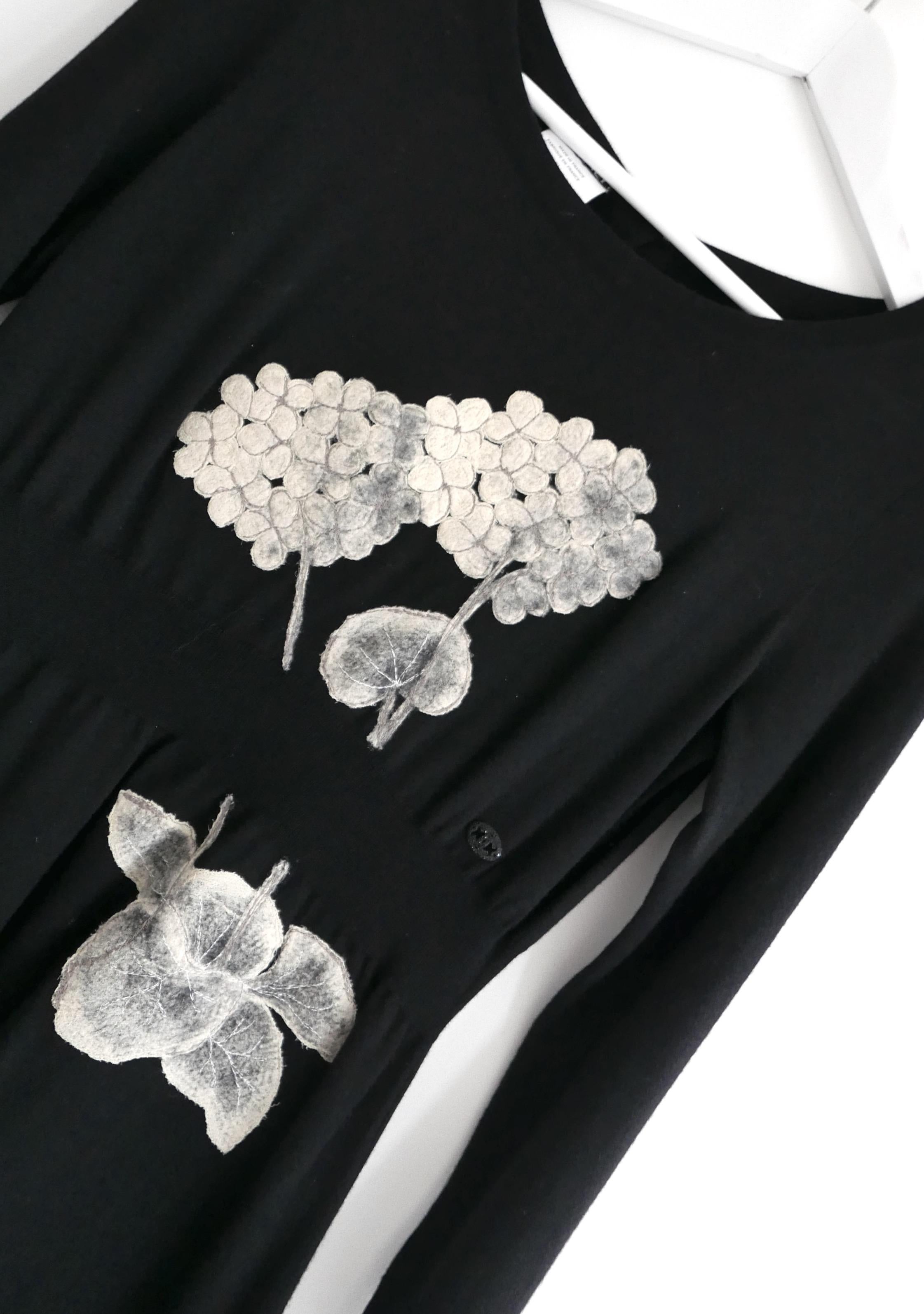 Black Chanel Paris-Monte Carlo Floral Applique Cashmere Dress For Sale