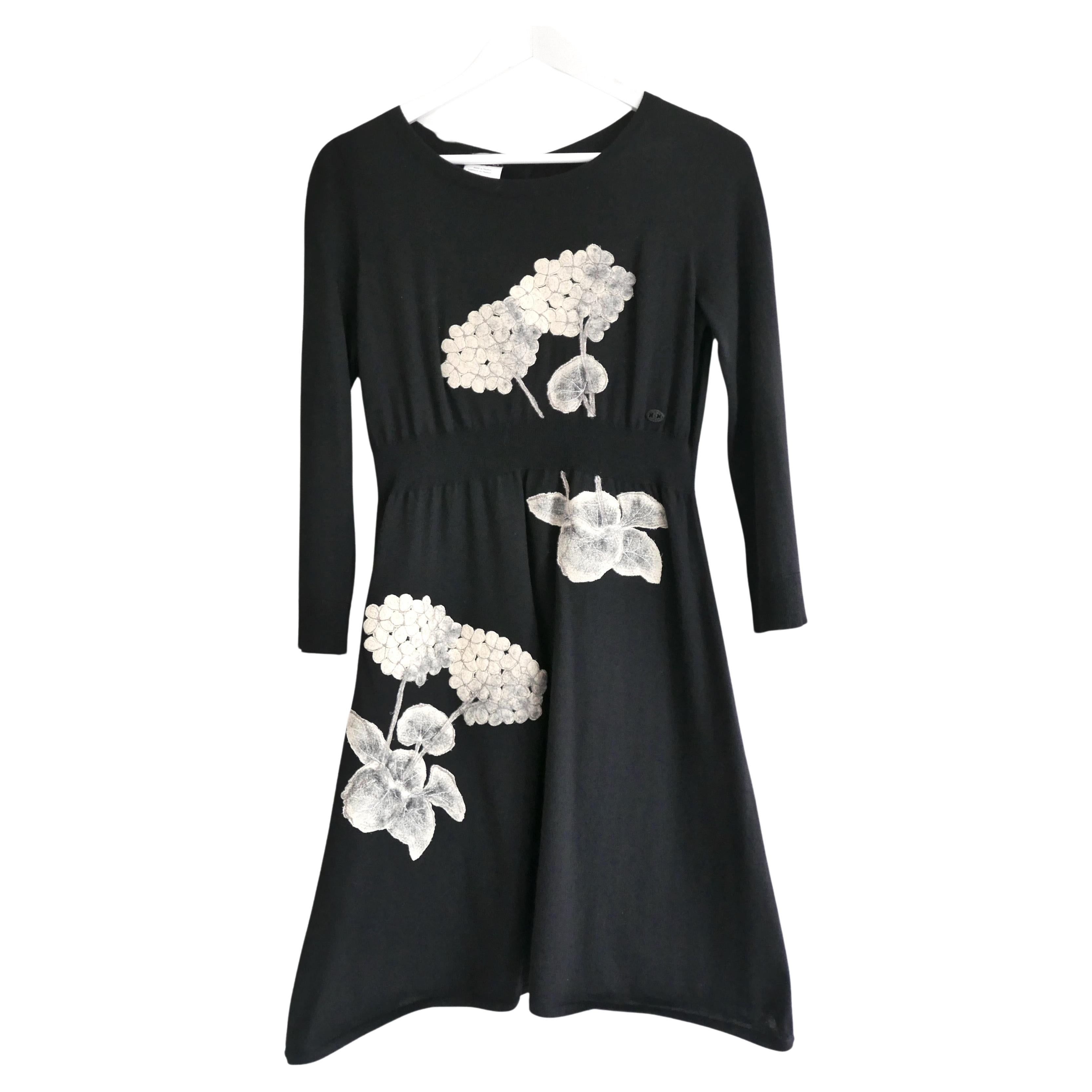 Chanel Paris-Monte Carlo Floral Applique Cashmere Dress For Sale