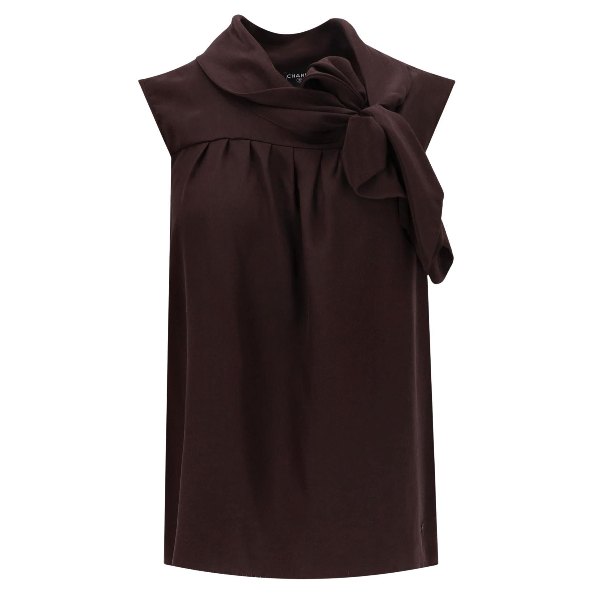 Chanel Paris-Montecarlo Vintage 
CC
 Detail Tie Neck Silk Top For Sale