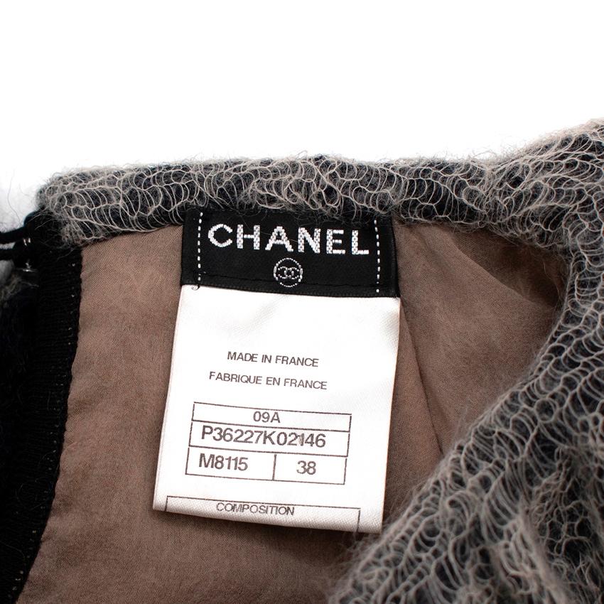 Chanel Paris-Moscou Ruffled Black & Taupe Mohair Blend Knit Dress For Sale 1
