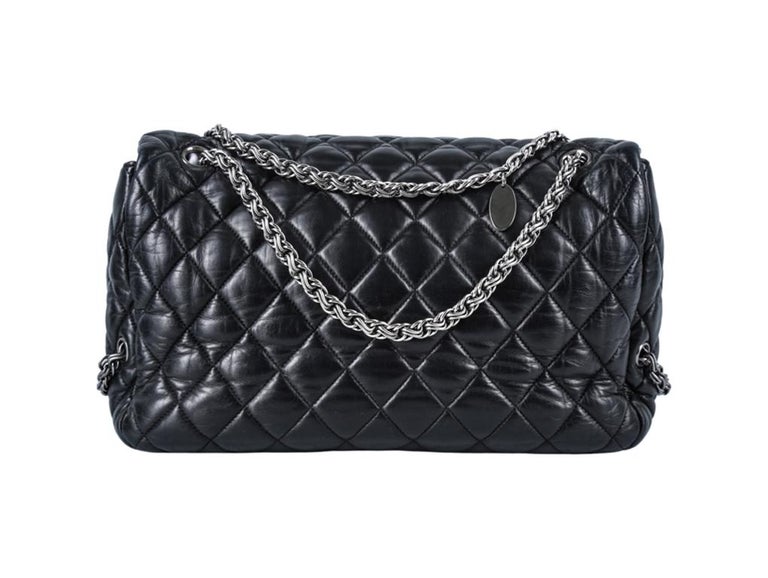 CHANEL PARIS MOSCOW JUMBO FLAP IN BLACK LAMBSKIN Ruthenium Hardware For  Sale at 1stDibs