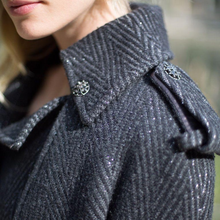 CHANEL Paris Moscow Métiers d'Art Collection Cape-Coat from in Grey Wool  For Sale at 1stDibs | chanel cape coat