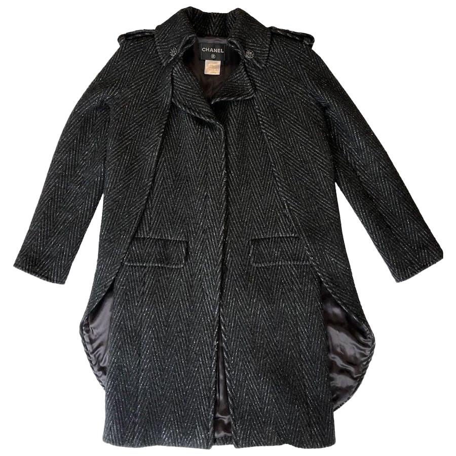 CHANEL Paris Moscow Métiers d'Art Collection Cape-Coat from  in Grey Wool 