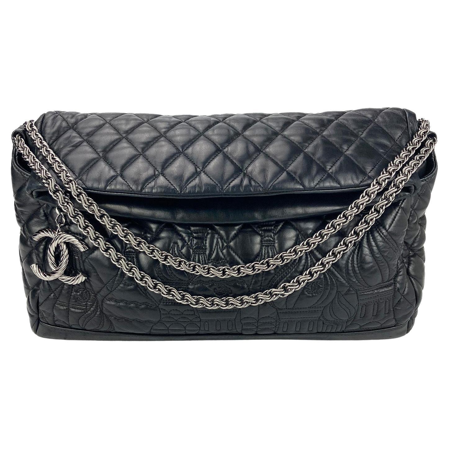 Chanel Black and White Large Deauville of Wool Felt with Silver Tone  Hardware  Handbags  Accessories Online  Ecommerce Retail  Sothebys