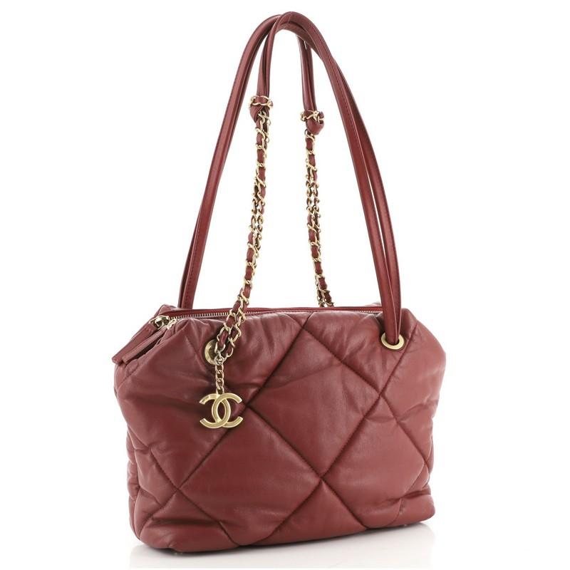 Brown Chanel Paris-New York Bowling Bag Quilted Lambskin Small