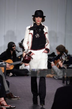 Chanel Paris / NEW YORK Giacca da collezione in tweed ecrù 46 FR