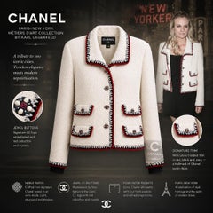 CHANEL Paris / NEW YORK Collectible Ecru Tweed Jacket 46 FR