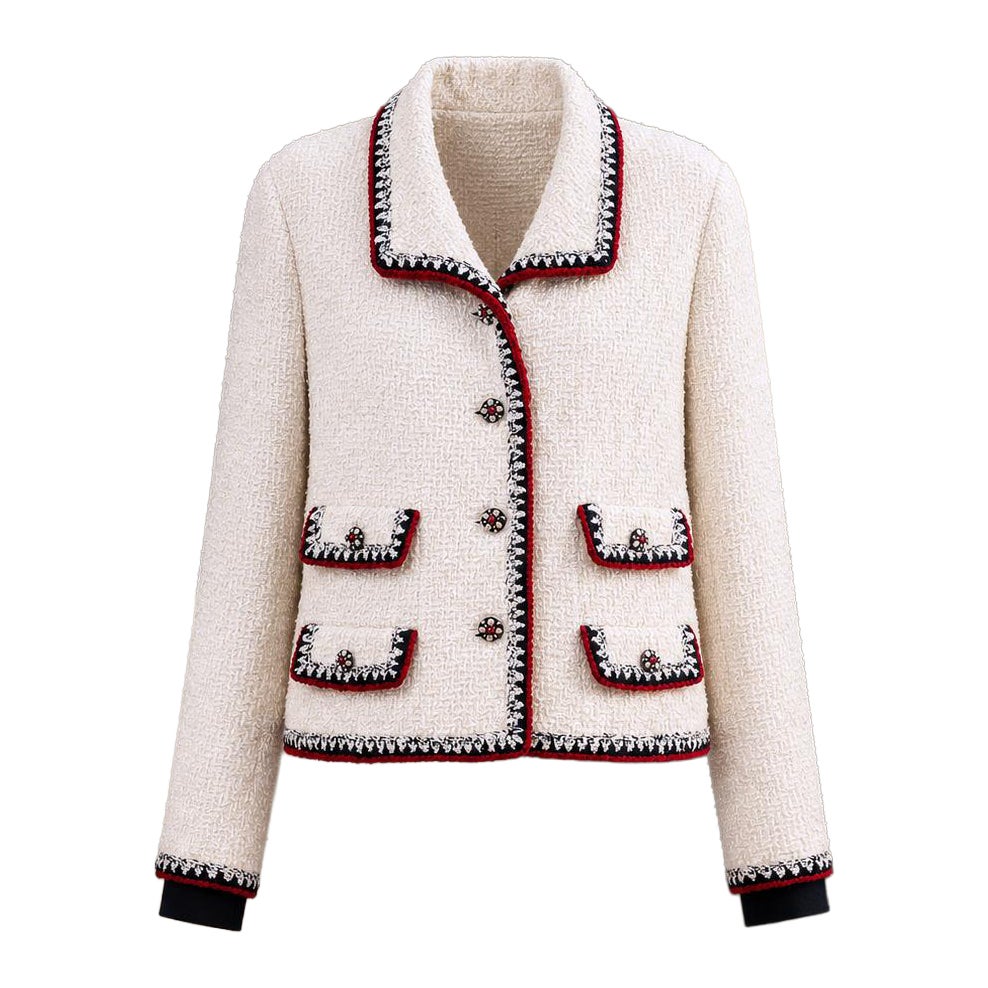 CHANEL París / NUEVA YORK Chaqueta de colección de tweed crudo 46 FR