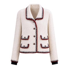 CHANEL Paris / NEW YORK Collectible Ecru Tweed Jacket 46 FR