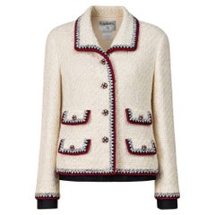 Chanel Paris / NEW YORK Giacca da collezione in tweed ecrù 46 FR
