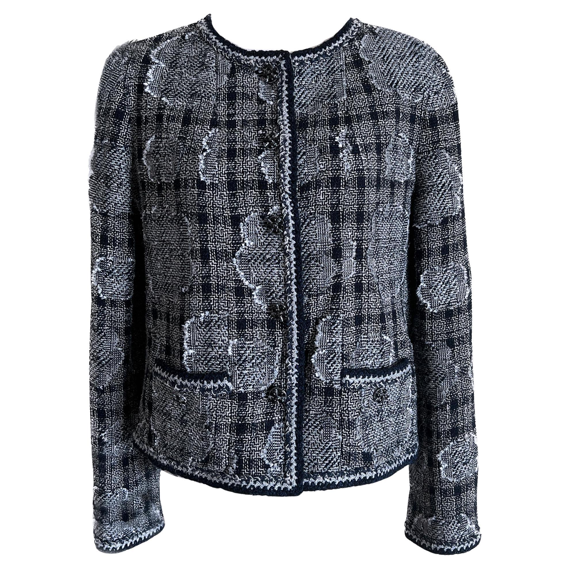 Chanel Paris / New-York Collectors Tweed Jacket with Camellias 38 FR en venta