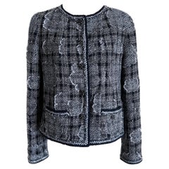 Chanel París / Nueva York Chaqueta de coleccionista de tweed con camelias 38 FR