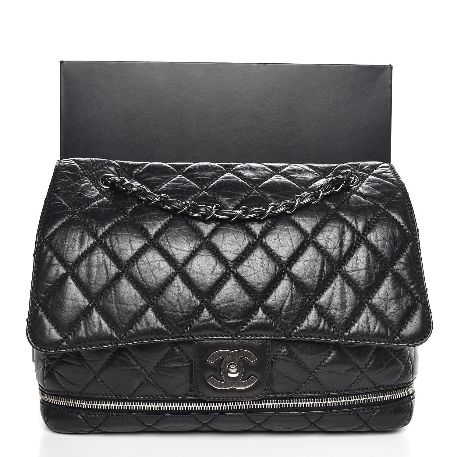 Chanel Paris New York PNY Jumbo Expandable Maxi Calfskin Flap Bag For Sale 12
