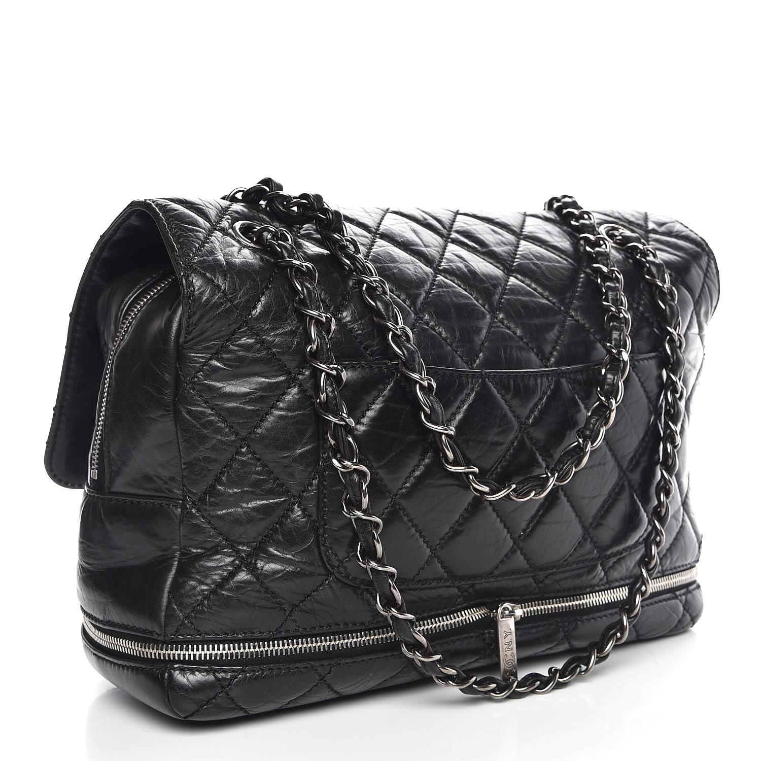 Chanel Paris New York PNY Jumbo Expandable Maxi Calfskin Flap Bag For Sale 2